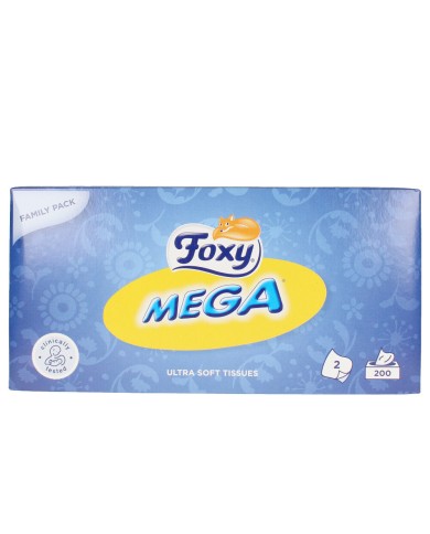 FOXY FACIAL MEGA 200 Lenços | Suaves e Resistentes