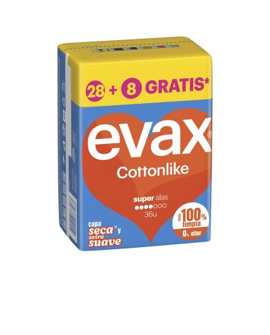 EVAX CottonLike Pensos Super com Abas 36 un | Éclatant