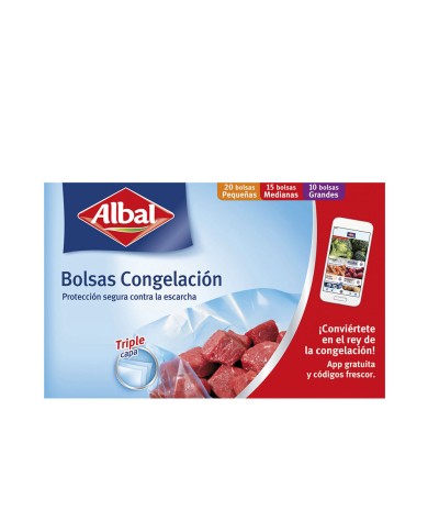 Sacos de Congelação Albal 3 Tamanhos Tripla Camada 45un